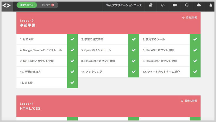 Webアプリケーションコースのカリキュラム